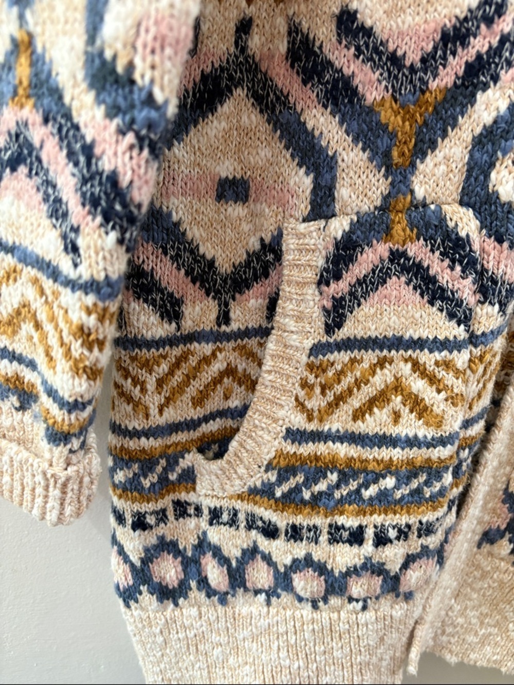 LL Bean Cozy Patterned Open-Front Cardigan Sweater - medium - 100% cotton - Picture 4 of 5